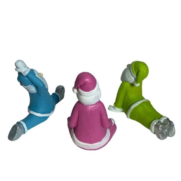 Santa Yoga Figures Gnome Christmas Gift Set Holiday Figures Set of 3 Piece Set - Picture 3 of 16